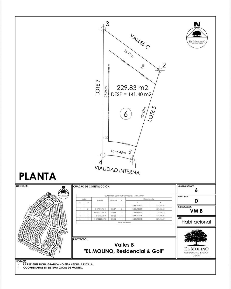 Terreno en El Molino Residencial y Golf